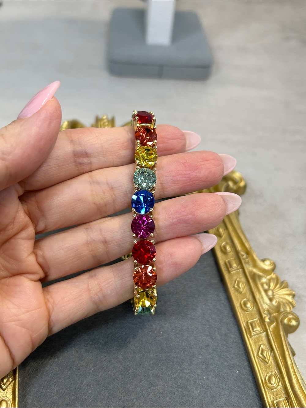Park Lane Multicolored Crystal Link Bracelet - Rainbow Stones